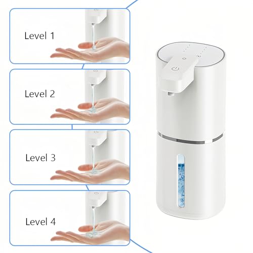 Tiiyee Automatic Liquid Soap Dispenser, Touchless Hand Soap Pump 380mL | Rechargeable Soap Sensor Dispenser, Countertop or Wall Mounted, 4 Gear Volume Control Dispensing for Kitchen Bathroom Office - size: Liquid