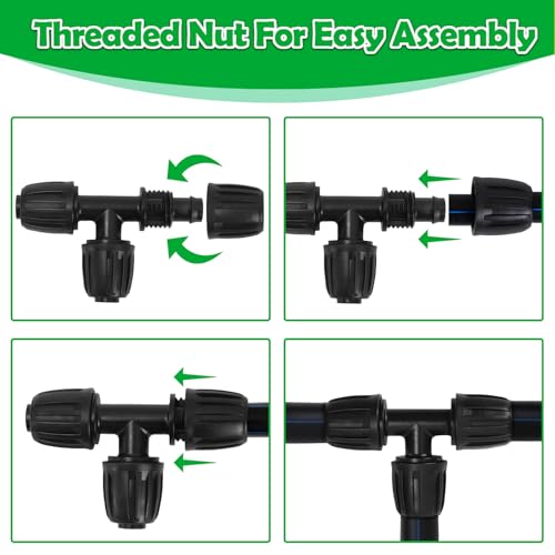 10 Pack 1/2 Inch Drip Irrigation Tee Fittings (1/2" ID x 0.65" OD) - 1/2'' Drip Line Anti-Drop Barbed Lock Nut T Connectors for 1/2 Inch Drip Irrigation Tubing System Connection - size: 1/2" Drip Tee