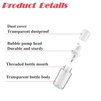 10Pcs 1Oz Plastic Foam Pump Bottle Transparent Empty Dispenser Bottles Travel Soap Bottle Mini Shampoo Pump Empty Travel Foaming Containers for Shampoo Cleaning Lash Cosmetics Packaging