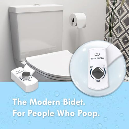 Butt Buddy - Bidet Toilet Seat Attachment & Fresh Water Sprayer (Easy to Install, Universal Fit, No Plumbing or Electricity Required | Self-Cleaning Nozzle, Adjustable Pressure Control, USA Stock)