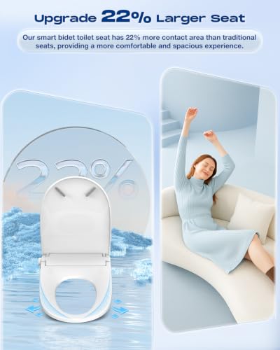 Sosh Electric Bidet Toilet Seat With Remote, Auto Open Lid, Elongated | Dryer, Feminine and Rear Wash, Self-Cleaning Nozzle, Adjustable Angle & Pressure, Eco, Night Light, Slow Close, Wider Seat