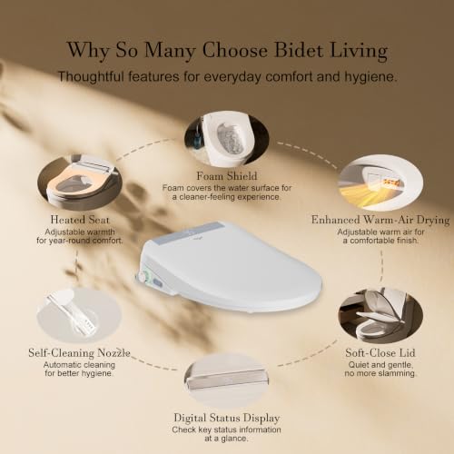 Bidet Toilet Seat Elongated, Heated Electric Bidet Foam Shield | Warm Water Wash & Warm Air Dryer, LED Display Screen, Self-Cleaning Nozzle, Soft Close Lid, Night Light, Remote & Heated Seat - style: Display – Premier