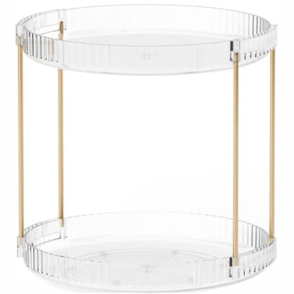 Acrylic 360 Rotating Makeup Organizer and Perfume Organizer,2 Tier Make Up Holder and Acrylic Skincare Organizers for Countertop,Vanity,Bathroom,Clear Spinning Beauty Organizer for Face Product - size: 2 Tier