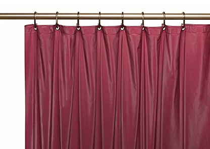 Elegant Heavy Duty Vinyl Shower Curtain Liner with 12 Metal Grommets Burgundy - color: Burgundy