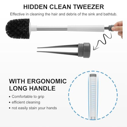 SetSail Toilet Brush and Holder, Self Closing Lid Toilet Bowl Brushes Holder and Extra Long Handle Ventilated Toilet Brush Set for Bathroom Cleaning, Nylon Bristles, White & Grey - color: White & Grey, size: 1 pack