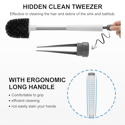 SetSail Toilet Brush and Holder 2 Pack, Self Closing Lid Toilet Bowl Brushes Holder and Extra Long Handle Ventilated Toilet Brush Set for Bathroom Cleaning, Nylon Bristles, White & Grey - color: White & Grey, size: 2 packs