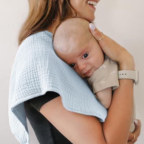 Konssy 6-Pack Thick Muslin Baby Burp Cloths, 6-Layer Ultra Soft Cotton | 100% Cotton, Burp Rags for Baby Drool & Messes, Wash Durable, Absorbent & Durable, Burping Cloths for Boys & Girls (Navy) - color: Navy