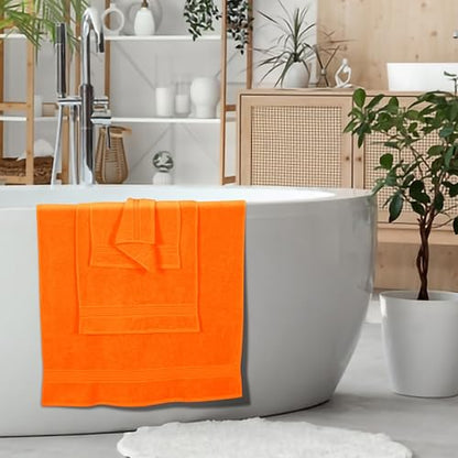 Ultra Soft 6 Pack Cotton Towel Set, Contains 2 Bath Towels 28x55 inch, 2 Hand Towels 16x24 inch & 2 Wash Coths 12x12 inch, Ideal for Everyday use, Compact & Lightweight - Orange - color: Orange