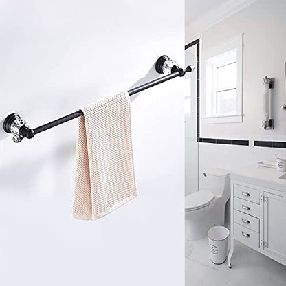 WINCASE Crystal Towel Bar, Black Adjustable Towel Rack, Single Hand Towel Holder Bathroom Shower Towel Rail Rod Modern Luxury Wall Mount Matte Black - color: Black Towel Bar