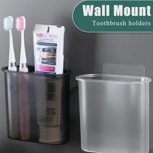 Toothbrush Holders Wall Mounted, Self Adhesive Tooth Brush Holder for Bathroom Electric Toothbrush Toothpaste Razor Bathroom Accessories(Black) - color: Black-1
