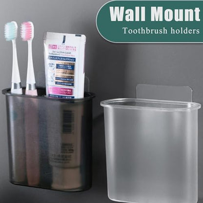 Toothbrush Holders Wall Mounted, Self Adhesive Tooth Brush Holder for Bathroom Electric Toothbrush Toothpaste Razor Bathroom Accessories(Black) - color: Black-1