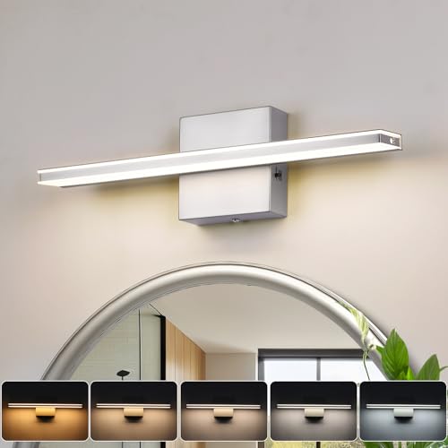 LED Brushed Nickel Vanity Lights for Bathroom Light Fixtures 5CCT Dimmable Vanity Light Bar Bathroom Lighting 15.7' Inch 12W - color: Brushed Nickel-5 Color Temperature, size: 15.7 Inch