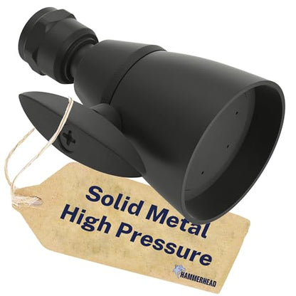 HammerHead Showers® Solid Metal 2 Inch High Pressure Shower Heads - MATTE BLACK – 2.5 GPM Shower Heads High Pressure - High Flow Shower Head with ADJUSTABLE SPRAY PATTERN - Fixed Shower Head - color: Matte Black, size: 2.5 GPM Standard