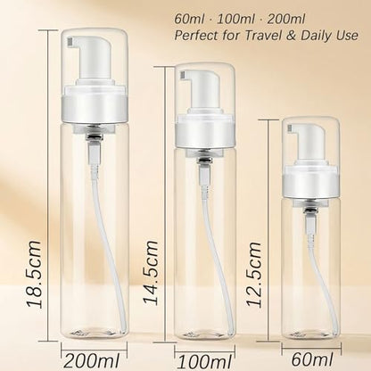 Foam Pump Bottle 7oz/ 200ml, 2Pcs Large Foaming Soap Dispenser for Travel Clear Refillable Foaming Spray Bottle for Bathroom, Hand Soap, Shampoo, Face Wash, Leak-Proof Foam Dispenser - color: 6.8oz-clear-2 Pack