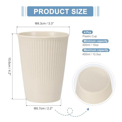 uxcell 4 Pcs Simple Toothbrush Cup, 3.3 x 3.3 x 4.2 Dishwasher Safe Bathroom Tumbler Reusable Plastic Cup Set for Storing Toothpaste Combs, Beige - color: Beige