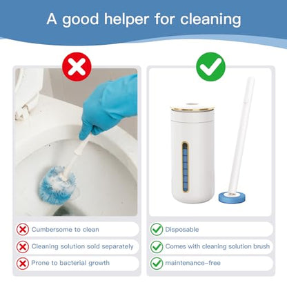 Disposable Toilet Brush with 32 Refill Heads and Holder- Clean Brush Starter Kit with 1 Toilet Wand, 1 Storage Caddy and 1 Fragrant Tablet (1 + 32) - color: White