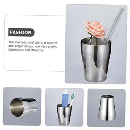 PRETYZOOM Stainless Steel Tooth Mug Rinsing Cup for Brushing Teeth Reusable Mouthwash Cup Unique Design for Home Couples Impact Resistant Easy to Clean