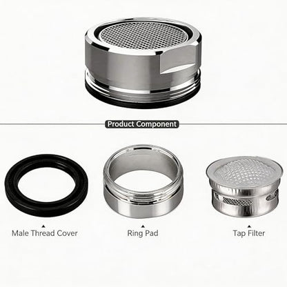 E-TING 6 Pack M24 Male Thread Faucet Aerator Kitchen Sink Replacement | Brass shell 24mm 15/16 inch high flow aerators, equipped with gaskets & wrench, fits bathroom and kitchen sink taps