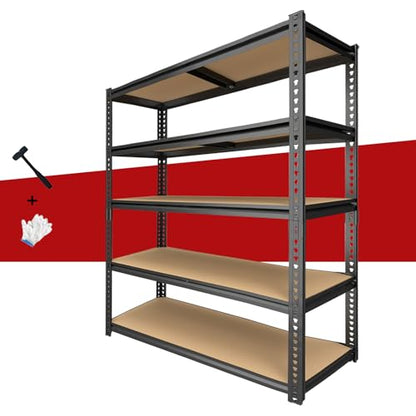 Heavy Duty Garage Shelving,5-Tier Metal Storage Shelves,2400LBS Shelving Unit,Adjustable Shelving Rack, Standing Shelf Units for Garage Storage Warehouse,28''×12''×60'' - size: 28"x12"x60"