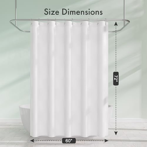 Small Stall Shower Curtain Liner Washable, 60 x 72 Inches, Fabric Shower Liner with 2 Bottom Stones, Narrow Waterproof RV Shower Curtain Liner, 10 Grommet Holes, Hotel Quality, White - color: White, size: 60"W x 72"L (Pack of 1)