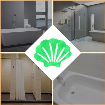 12 Pcs Luminous Green Bathtub Stickers Non Slip Sea Shell | Adhesive Decals, For Floor, Ladders, Bath Tub, Stairs, Bathroom, Shower Stickers - color: Luminous Green