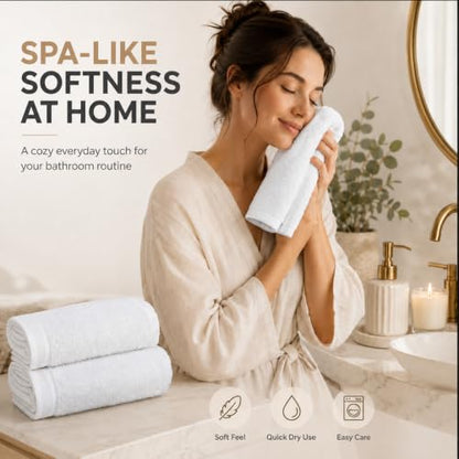 Ameri-Homes Cotton Washcloths Pack of 10, 100% Ring Spun Cotton Face Towels | Highly Absorbent 100% Ring Spun Cotton, 488 GSM Quick-Dry, 12.5 x 12.5 In, White Wash Cloths for Bath Gym Spa - color: White