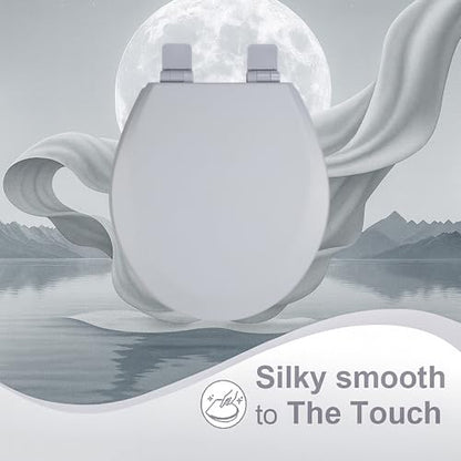 Toilet Seat, Slow Close, Soft Touch, Ultra-Smooth Matte Finish (No Orange-Peel Texture), Premium Moulded Wood, Quick Release, PIKLiDS (Gray, Round) - color: Gray, size: Round
