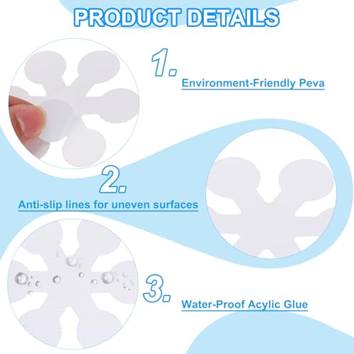 PATIKIL Bathtub Non Slip Stickers 3.15x3.15 Inch, 12 Pack Snowflake Safety Shower Floor Anti Slip Stickers with Adhesive Decals Scraper for Bath Tub Shower Floor Stair, White - color: White