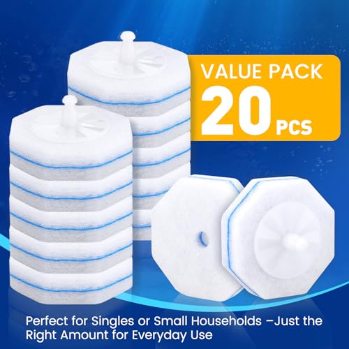 20 Pack Toilet Brush Refills, Disposable Toilet Cleaning Pads | Textured Toilet Scrubber Replacement Heads for Bathroom Cleaning, Designed for Everyday Household Use - size: 1 Count (Pack of 20)