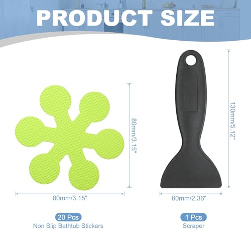 PATIKIL 20 Pcs Non Slip Bathtub Stickers, Anti Slip Shower Stickers with Scraper Bathroom Shower Floor Decals Snowflake Shape Cute Treads Tubs, Grass Green - color: Grass Green
