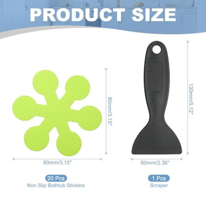 PATIKIL 20 Pcs Non Slip Bathtub Stickers, Anti Slip Shower Stickers with Scraper Bathroom Shower Floor Decals Snowflake Shape Cute Treads Tubs, Grass Green - color: Grass Green