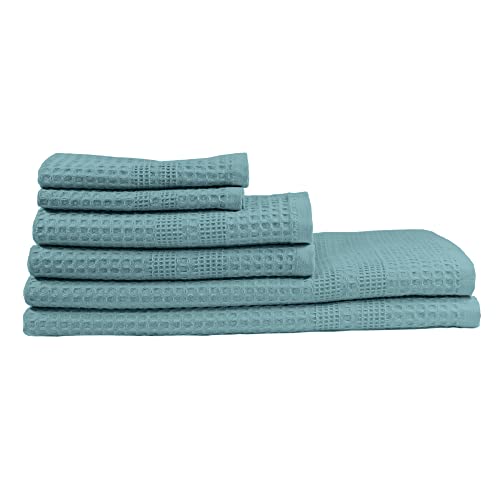 GILDEN TREE Waffle Towel Set Quick Dry Thin | 2 Bath Towels | 2 Hand Towels | 2 Washcloths, Classic Style (Seafoam) - color: Seafoam, size: Bath Towel Set