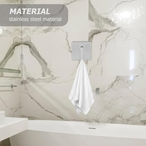 KALLORY Stainless Steel Adhesive Wall Hooks for Hanging Heavy Duty Towels and Clothes Punch-Free Strong Self-Adhesive Hooks for Bathroom and Kitchen