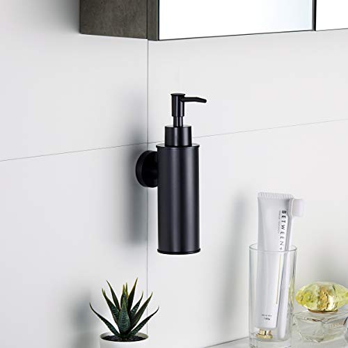 BGL Soap Dispenser Stainless Stee Black Round 304 Wall Mount Liquid and Soap Dispenser for Kitchen and Bathroom - color: Black