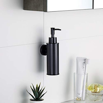 BGL Soap Dispenser Stainless Stee Black Round 304 Wall Mount Liquid and Soap Dispenser for Kitchen and Bathroom - color: Black