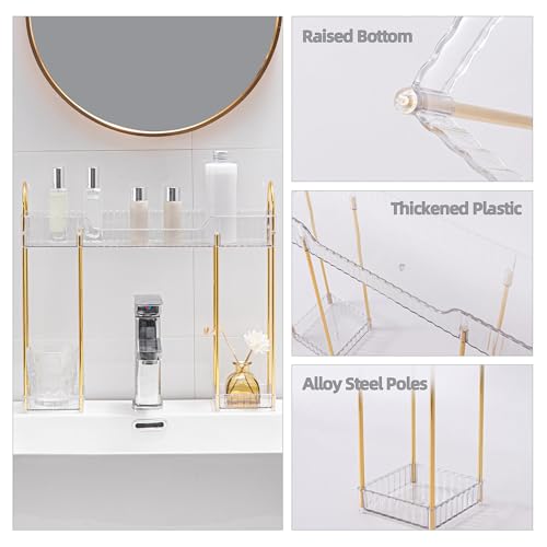 YCIA&DONE Bathroom Countertop Organizer Over the Faucet, Narrow Counter Organizers Above Sink, Table Mounted Shelf for Kitchen, Toilet, Laundry(White Clear) - color: White Clear