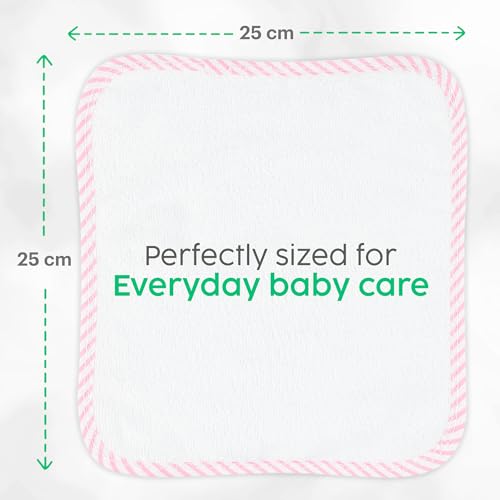 San Francisco Baby Washcloths for Newborn — Rayon from Bamboo Washcloths, Baby Wash Cloths Soft, Wash Cloths for Babies, Baby Wash Cloth — 6 Pieces, Pink - color: Pink