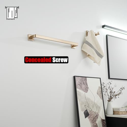 JQK Champagne Bronze Towel Bar, 16 Inch 304 Stainless Steel Thicken 0.8mm Towel Rack Bathroom, Towel Holder Wall Mount, Total Length 18.41 Inch, TB250L16-CB - color: Champagne Bronze, size: 16.41 Inch