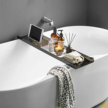Acrylic Bathtub Tray Caddy, Clear Bath Tub Rack Shelf (Transparent Black) | Luxury Bathroom Organizer Tablet Holder for Soap Perfume Skincare, Bath Accessory, Easy to Clean - color: Transparent Black