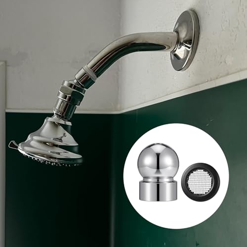 2 PCS 1/2 Inch Iron Pipe Shower Arm Ball Adapter with Filter Washer, Universal Adjustable Metal Shower Head Connector Replacement