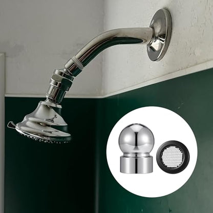 2 PCS 1/2 Inch Iron Pipe Shower Arm Ball Adapter with Filter Washer, Universal Adjustable Metal Shower Head Connector Replacement