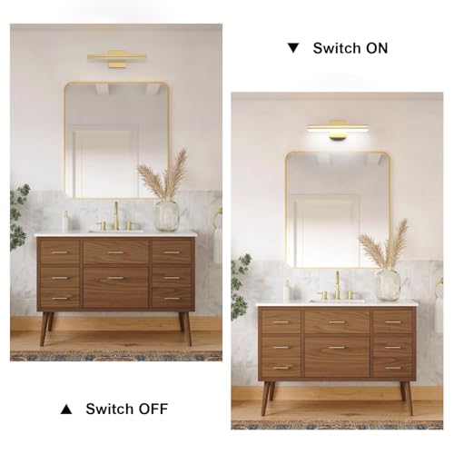 SineRise 16-Inch LED Modern Bathroom Vanity Light Bar, Gold Modern Acrylic Bathroom Wall Lighting Fixtures Over Mirror (Cool White 6000K) - color: Gold-Cool White, size: 16-Inch