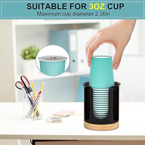 2 Pack Paper Cup Dispenser - Holds 3 oz Mouthwash Cups - Ideal for Bathroom Vanity Countertops (Black) - color: Black/Bamboo, size: 3 OZ