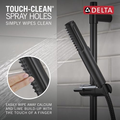 Delta 2-Setting Matte Black Wall Mount Handheld Shower Head with ProClean Spray, Hand Held Shower Head and Hose with High Pressure Spray, Matte Black 51537-BL - color: Matte Black
