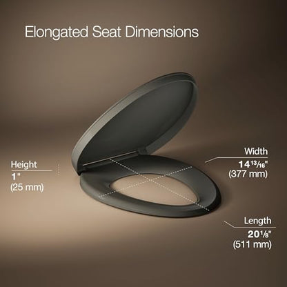 Kohler K-26801-58 Impro ReadyLatch Quiet Close Elongated Toilet Seat, Thunder Grey - color: Thunder Gray, size: Elongated