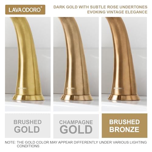 Valenvoir Brushed Bronze Bathroom Faucet for Sink 3 Hole | Bronze Gold 8 inch Widespread Bathroom Faucet 2 Handle Bathroom Sink Faucet with Drain Assembly Supply line, BF405-BB - color: Brushed Bronze