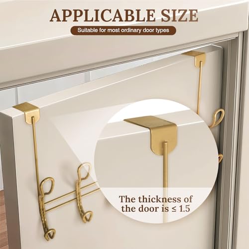 Twisted Design Over the Door Hook Rack, Towel Hanger, Coat Rack for Bathroom, Bedroom or Laundry Room (Gold With 12 Hooks) - style: Gold with 12 Hooks