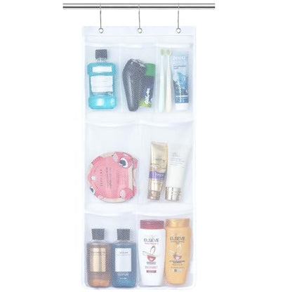 Lifewit Cruise Essentials Shower Caddy Must-Have, 7 Pockets Hanging Bathroom Organizer with Quick-Dry Mesh, Portable Shower Bag to Storage Soap, Shampoo, for RVing, Travel, Camping, White, 1 Pack | 14" x 30", Attached 3 Hooks, Quick-Dry, Portable, Cruise