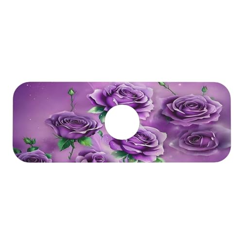 Purple Roses Kitchen sink faucet pad, strong water absorption, anti slip, easy to clean, very suitable for splash and drip prevention, suitable for kitchens and bathrooms - color: Purple Roses
