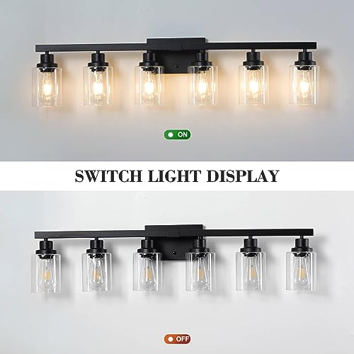 6-Light Black Vanity Lights 38'' Modern Bathroom Vanity Lighting Fixtures Above Mirror? Industrial Matte Bathroom Light Fixtures, Bath Wall Light Fixtures, Black Wall Sconces - color: Black, size: 6-light